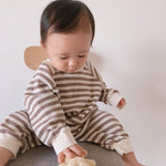 Baby Waffle Striped Long Sleeve Jumpsuit Wholesale Baby Clothing - PrettyKid