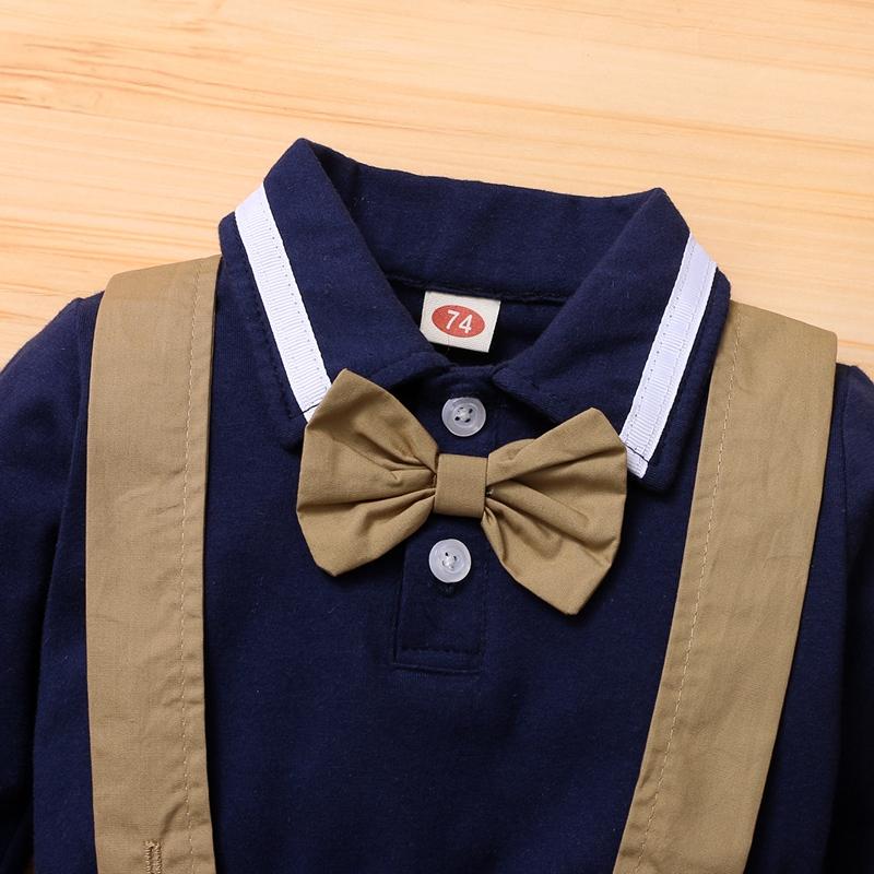 2-piece Bowknot Polo Shirt & Bib Pants for Baby Boy - PrettyKid