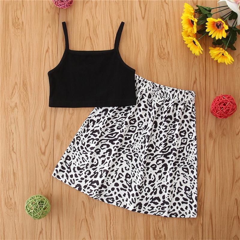 Toddler Girl Cami Top & Leopard Print Skirt - PrettyKid