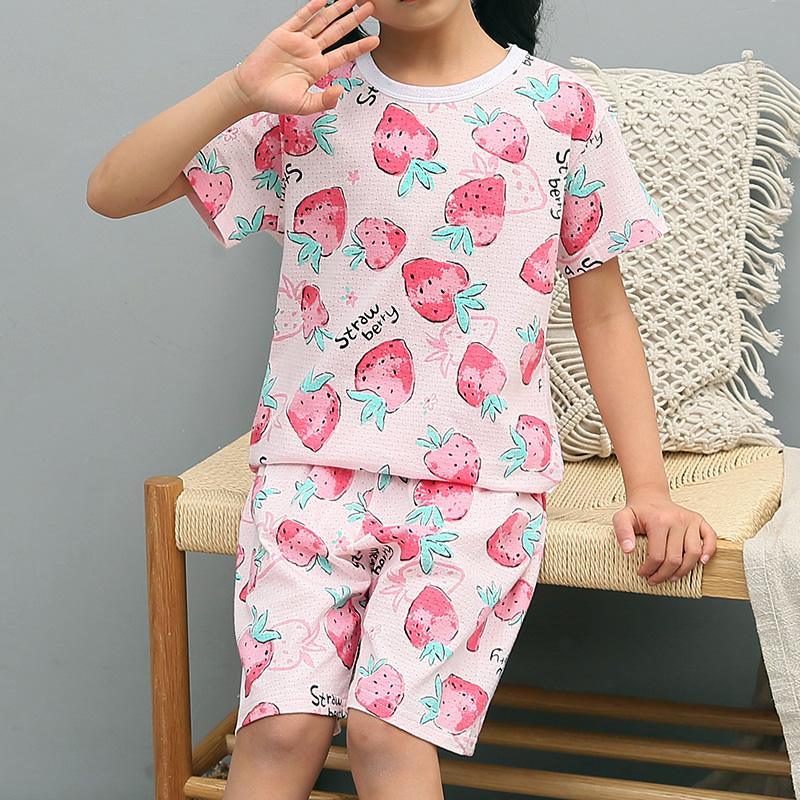 2-piece Strawberry Pattern Pajamas Sets for Toddler Girl - PrettyKid