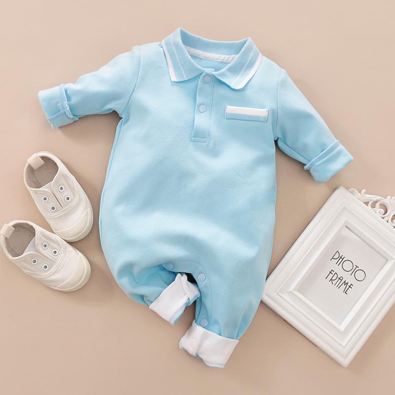 Long-Sleeve Soild Gentleman Style Jumpsuit Wholesale children's clothing - PrettyKid