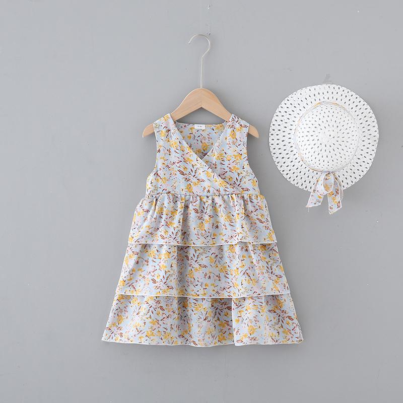 Toddler Girl V-neckline Sleeveless Floral Tiered Dress - PrettyKid