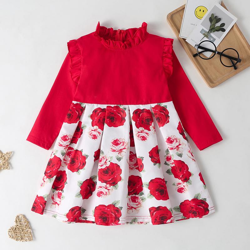 Ruffle Crimson Dress for Toddler Girl Wholesale Children's Clothing - PrettyKid