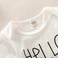 Hello Letter Printed Short-sleeved Round Neck Romper for Baby - PrettyKid