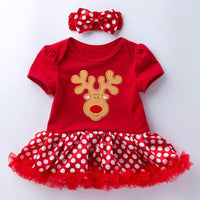 2-piece Cartoon Romper-skirt and Bow Headband Sets for Baby Girl - PrettyKid