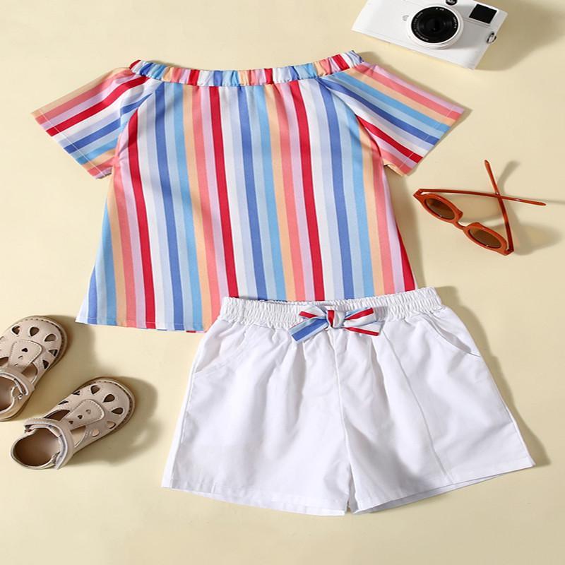 Grow Girl Color Stripes Top & Shorts - PrettyKid