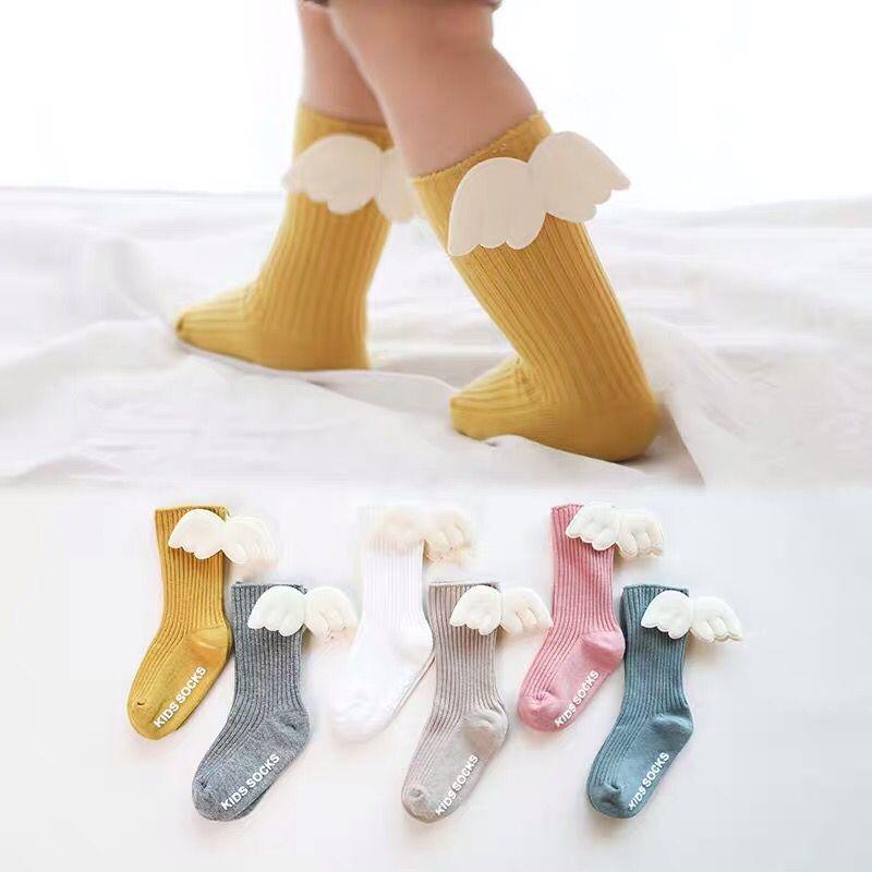 Cute Letter Pattern Soild Wing Decoration Socks - PrettyKid