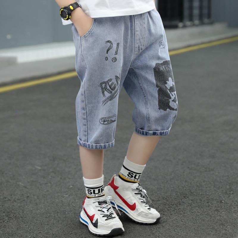 Kid Boy Letter Graffiti Denim Pants 2/3 - PrettyKid