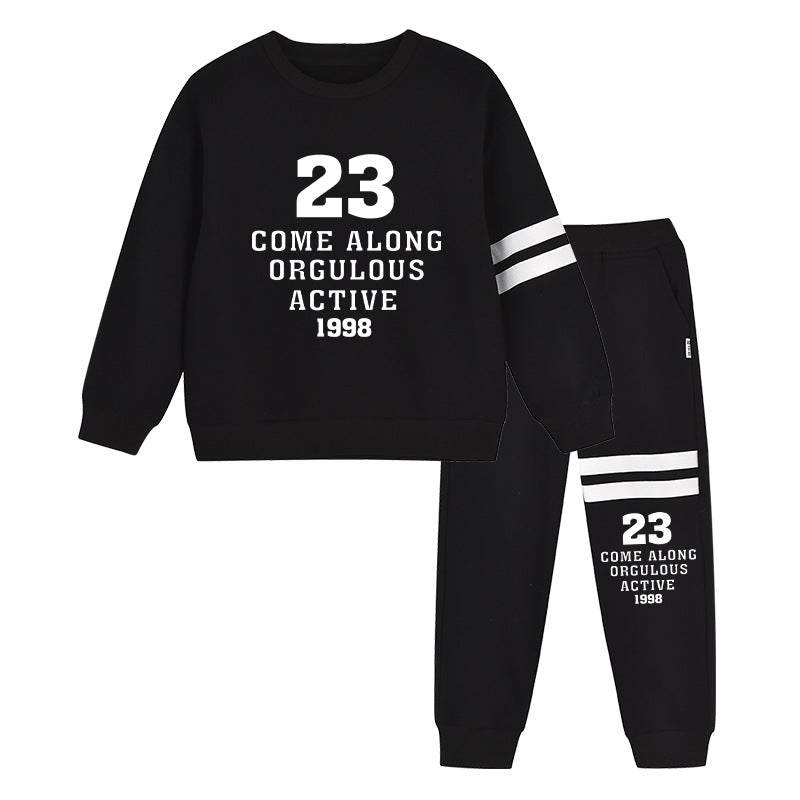 18M-7Y Solid Color Letter Number Print Long Sleeve Tops And Pants Two Sets Boy Wholesale Kids Boutique Clothing - PrettyKid