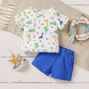 Baby Boy Dinosaur Print T-Shirt And Shorts Two Piece Baby Sets - PrettyKid