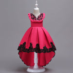 2-14Y Big Girls Clothing Lace Ruffled Trailing Dresses Wholesale Kids Boutique Clothing - PrettyKid