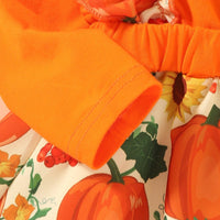 Toddler Girls Long Sleeve Pumpkin Print Dress Scarf Two Piece Set - PrettyKid