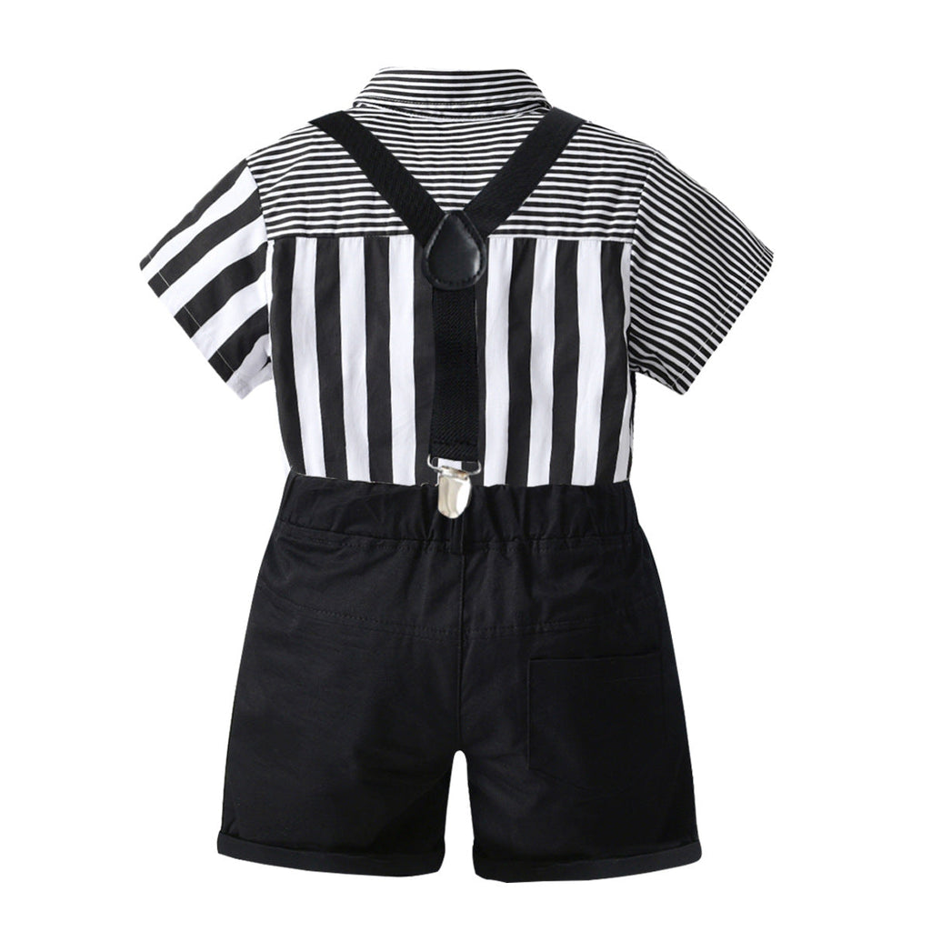 9M-7Y Boys Suit Sets Striped Bowtie Shirts & Suspender Shorts Wholesale Toddler Boy Clothes KSV382776 - PrettyKid