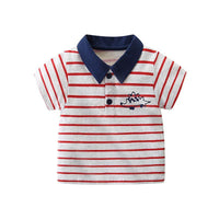 Toddler Boy Striped Dinosaur Polo Shirt Wholesale Children's Clothing - PrettyKid