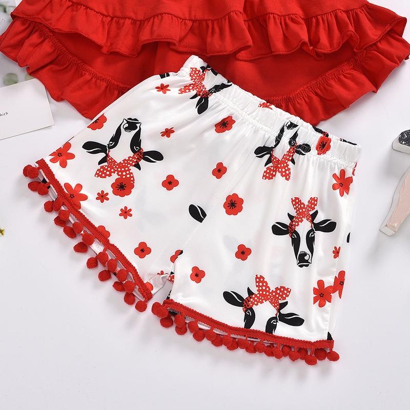 2-piece Ruffle Blouse & Tassel Shorts for Toddler Girl - PrettyKid