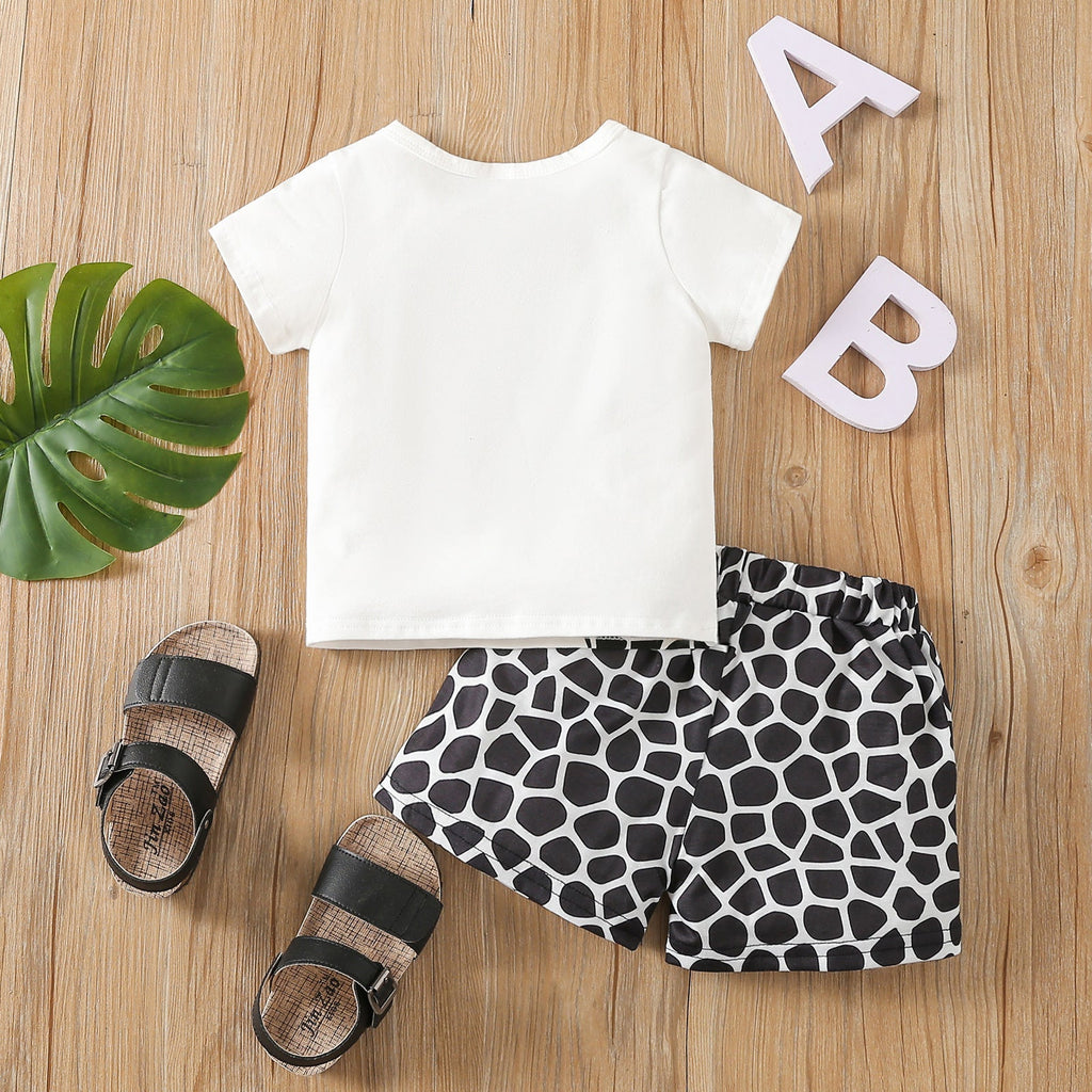 9months-4years Toddler Boy Sets Summer Giraffe Print New Boy Suit Wholesale - PrettyKid