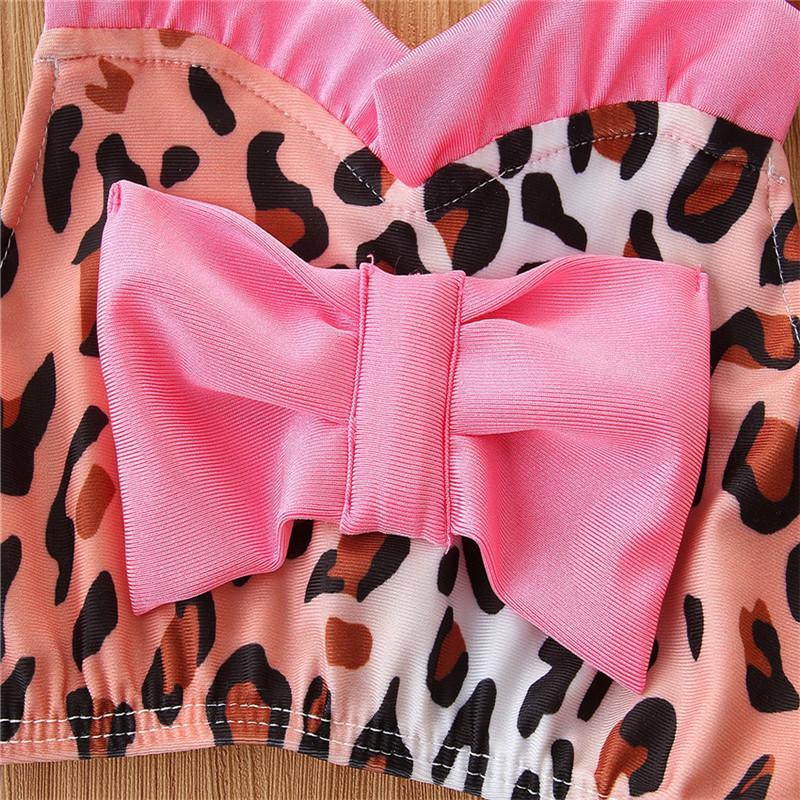 Toddler Girl 2pcs Leopard Print Swimsuit Children's Clothing - PrettyKid