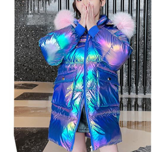 Colorblock Furry Hat Girl Warm Jacket Kids Wholesale Clothing - PrettyKid