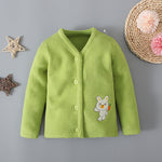 Bunny Print V-Neck Wool Cardigan Baby Girl Clothing - PrettyKid