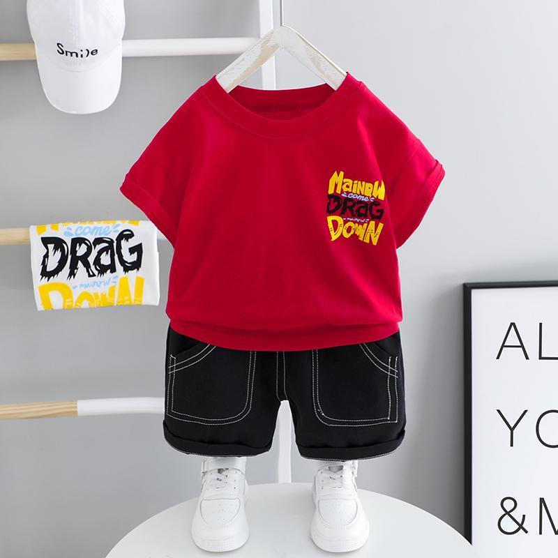 2pcs Fashion Letter Print T-shirt and Pants Wholesale children's clothing - PrettyKid