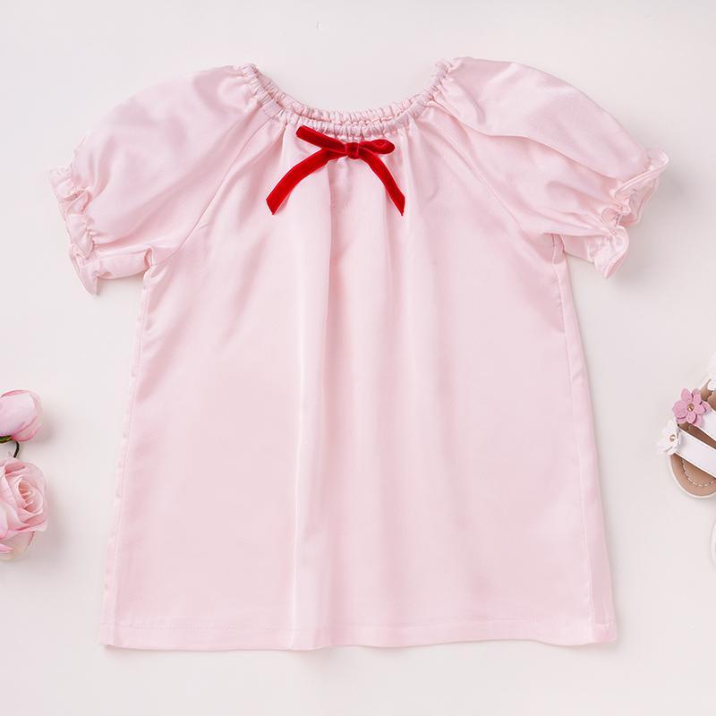 Toddler Girl Bowknot Pajamas Dress - PrettyKid