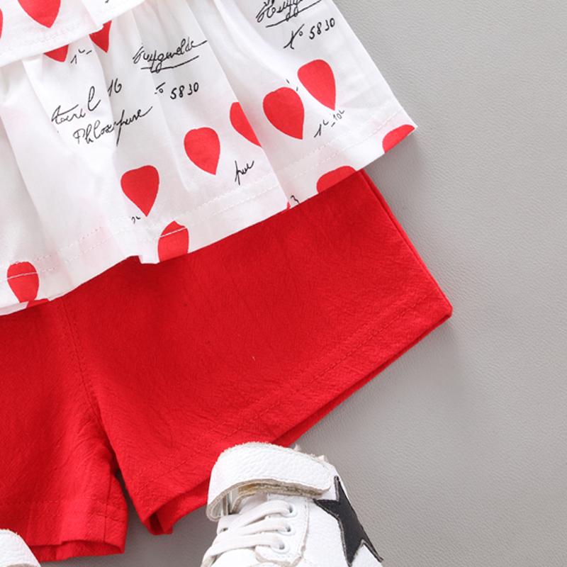 Toddler Girl Heart-shaped Suspender Top & Solid Color Shorts Wholesale Children's Clothing - PrettyKid