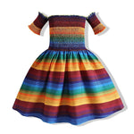 Toddler Girl Colorful Stripes Dress - PrettyKid