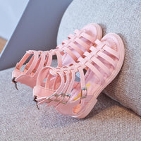 wholesale girls boutique clothing Kid Girl Solid Color Gladiator Sandals Wholesale - PrettyKid