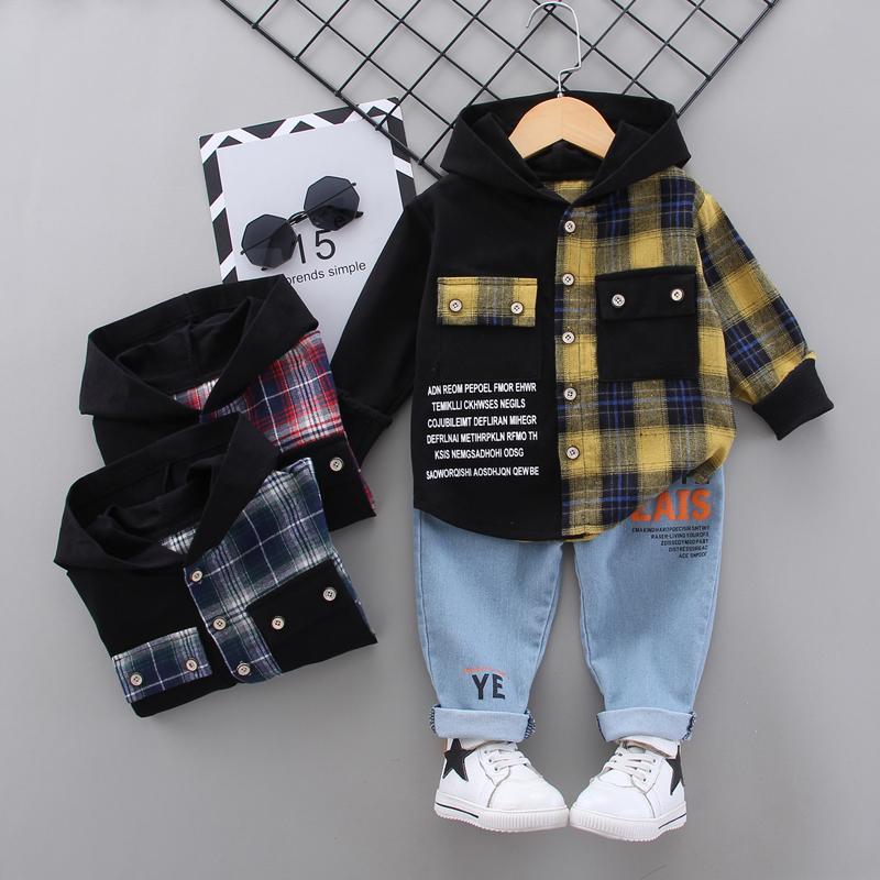 2-piece Plaid Hoodie & Jeans for Toddler Boy（No Shoesï¼?Wholesale Children's Clothing - PrettyKid