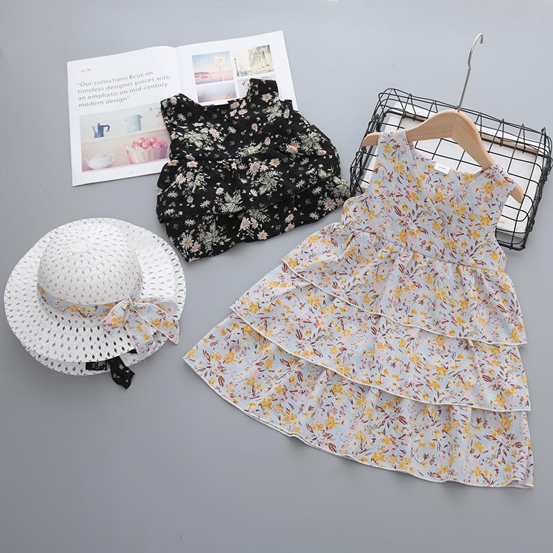 Toddler Girl V-neckline Sleeveless Floral Tiered Dress - PrettyKid