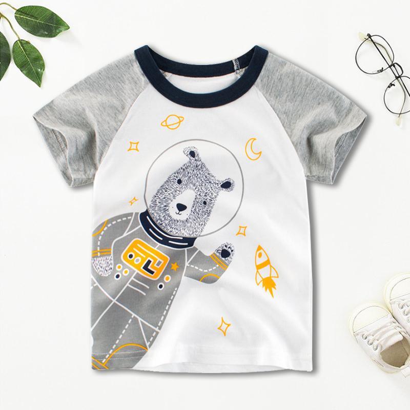 Grow Boy Bear Pattern T-shirt - PrettyKid