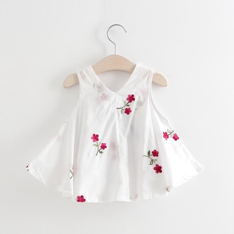 Baby Girls Embroidered Flower Watermelon Suspender Skirt - PrettyKid