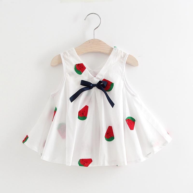 Baby Girls Embroidered Flower Watermelon Suspender Skirt - PrettyKid