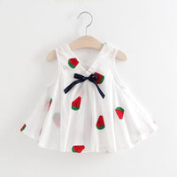 Baby Girls Embroidered Flower Watermelon Suspender Skirt - PrettyKid