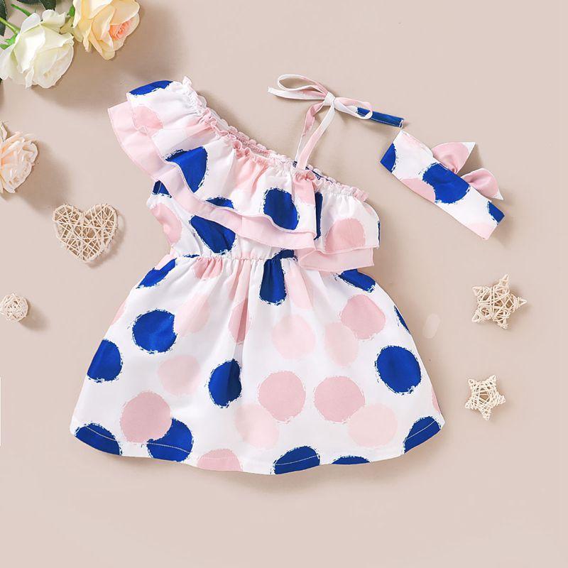 2-piece Polka Dot Dress & Headband for Toddler Girl - PrettyKid