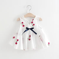 Baby Girls Embroidered Flower Watermelon Suspender Skirt - PrettyKid