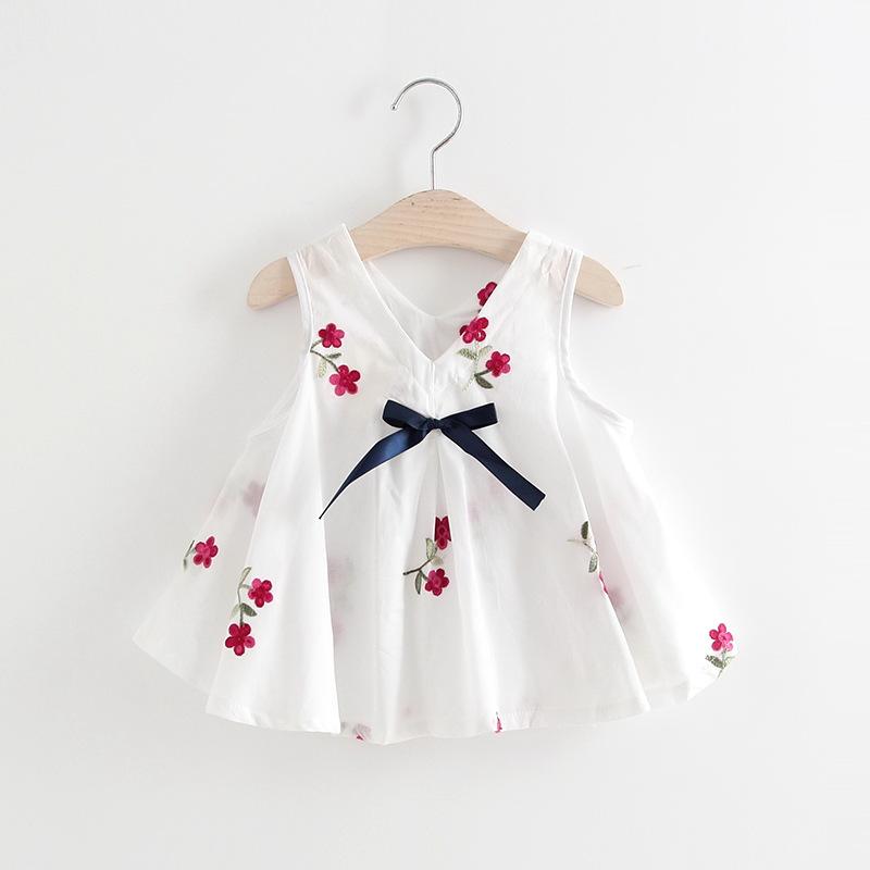 Baby Girls Embroidered Flower Watermelon Suspender Skirt - PrettyKid