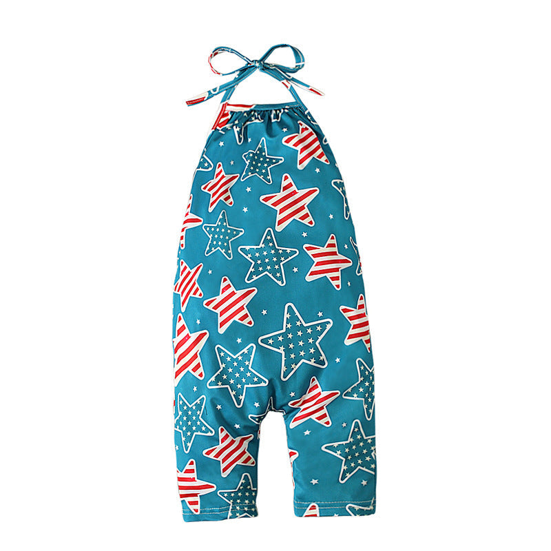 18months-6years Toddler Girl Jumpsuits Wholesale Girls Fashion Clothes American Independence Day - PrettyKid