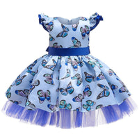 Butterfly Flower Flutter Sleeve Kid Girls Christmas Dress - PrettyKid