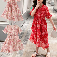 Floral Printed Layered Dress for Girl - PrettyKid