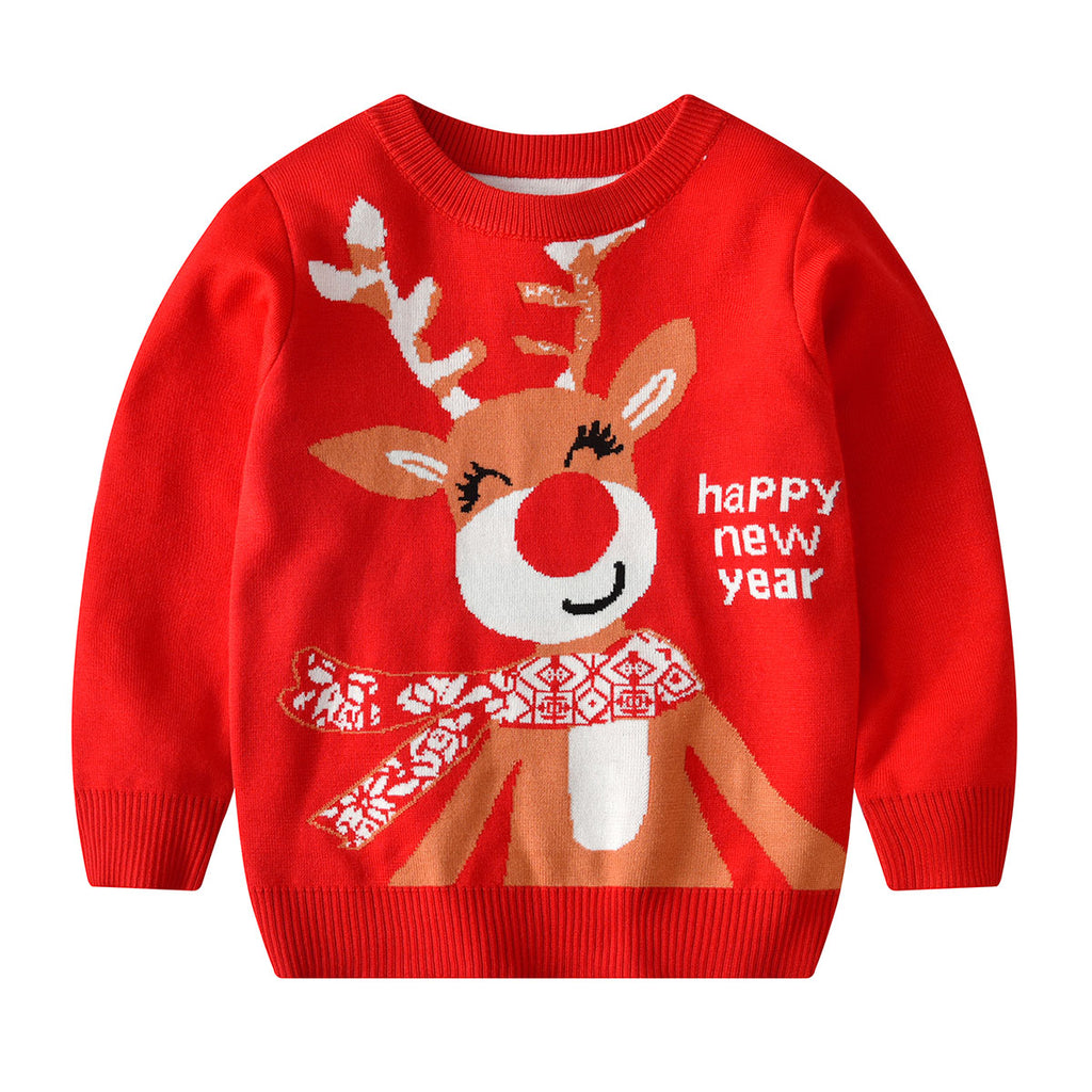 Wholesale Toddler Girl Deer Cute Christmas Pullover in Bulk - PrettyKid