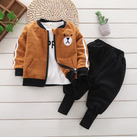 3-piece Bear Pattern Coat & Sweatshirt & Pants for Children Boy - PrettyKid