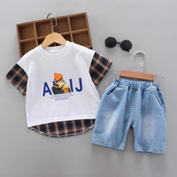 Toddler Boy Letter Graphic Plaid T-shirt & Shorts Children's Clothing - PrettyKid