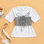 18M-6Y Toddler Girls Sets Lace-Up Tube & White Top Wholesale Toddler Girl Spring Clothes