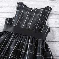 Toddler Girl Tulle Hem Sleeveless Belted Plaid Dress - PrettyKid