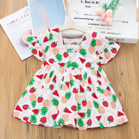 Toddler Girl Sleeveless Fruit Print Dress - PrettyKid