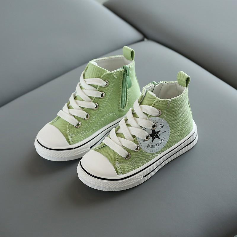 children's loungewear wholesale toddle girl Side zipper High top canvas shoes Wholesale - PrettyKid