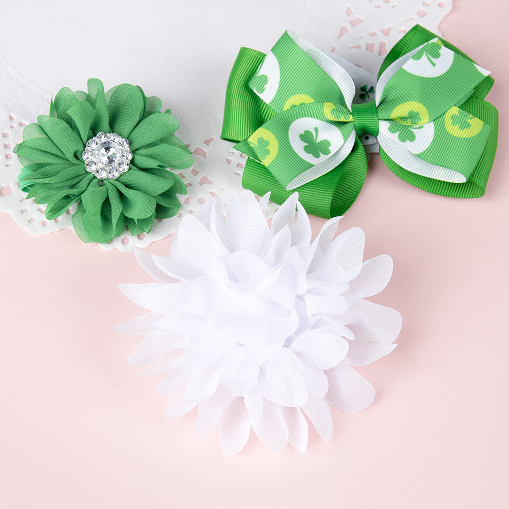 3 Piece Set Flower St. Patrick's Holiday Hair Tie KHB164605 - PrettyKid