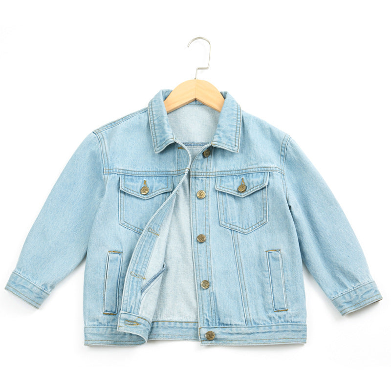 Big Girls Light Blue Button-Up Denim Jackets Kids Clothes Wholesale - PrettyKid