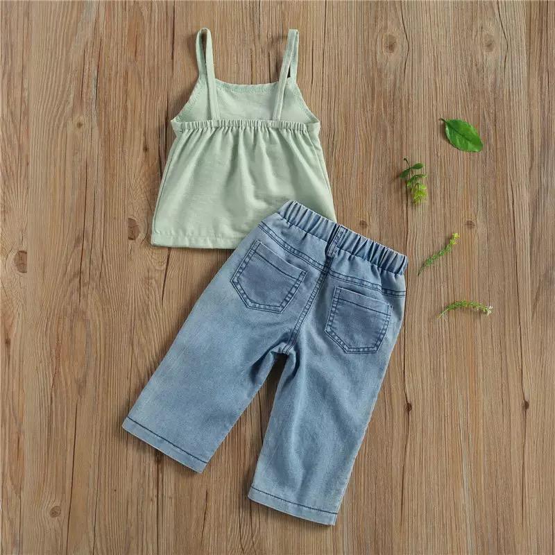 Toddler Girl Bowknot Cami Top & Pearl Jeans Children's Clothing - PrettyKid